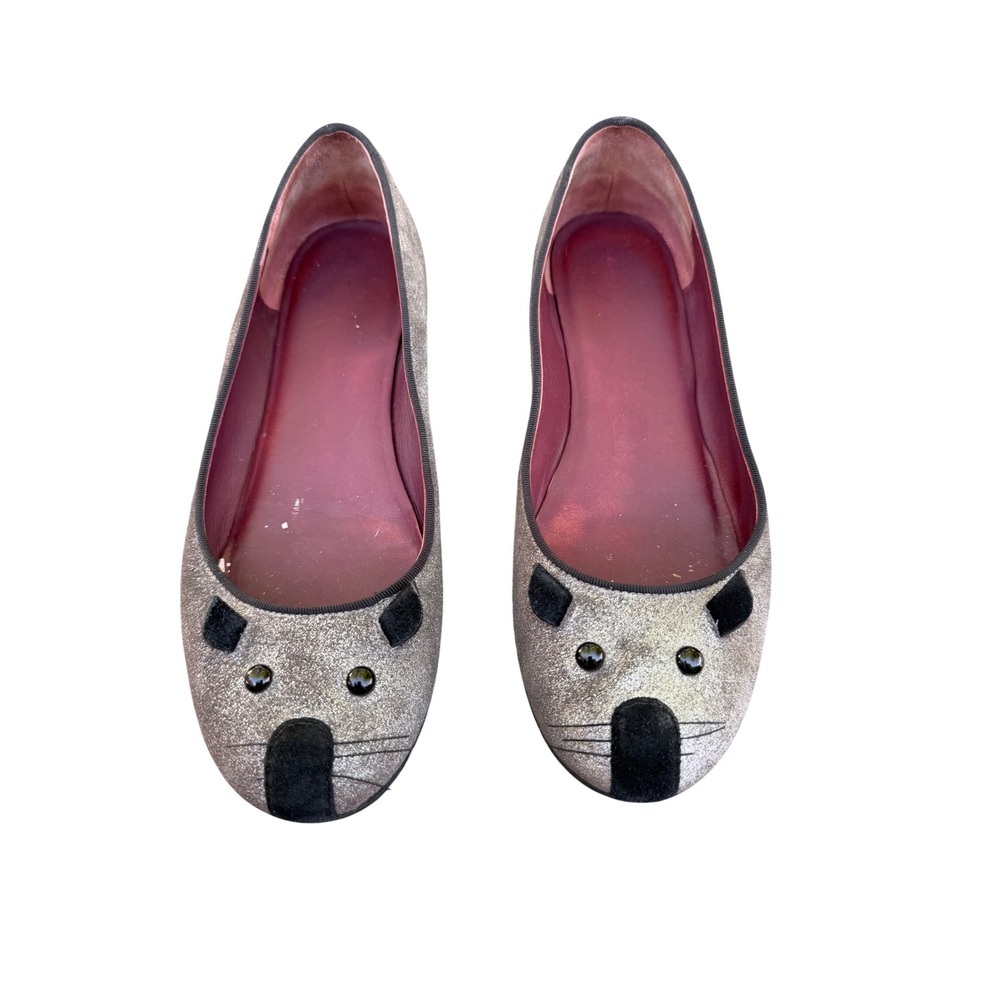 Marc by Marc Jacobs Silver Glitter Mouse Ballet Flats Size 40 Whimsical Shoes